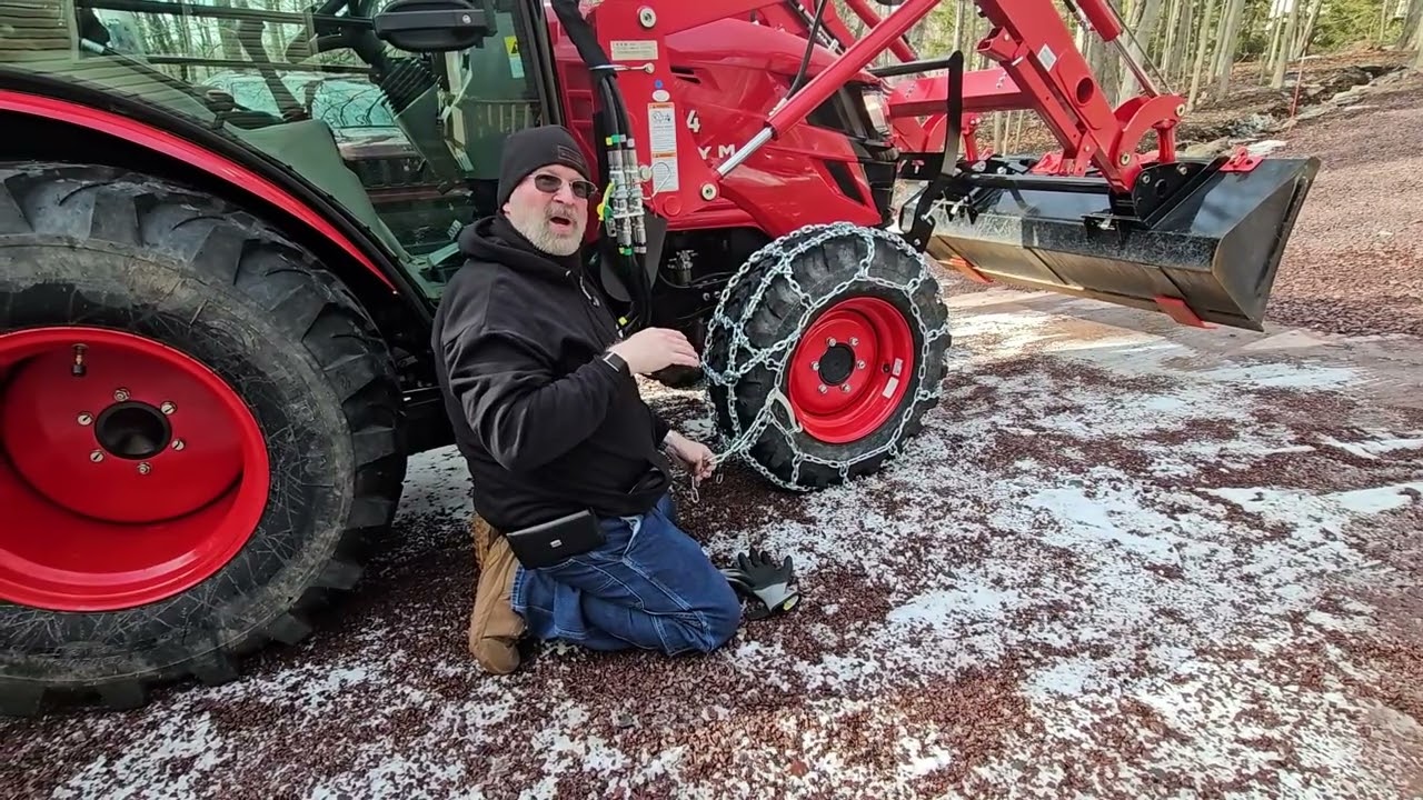 Цепи противоскольжения на тракторе? Установка и проверка на снегу цепей противоскольжения на трак...