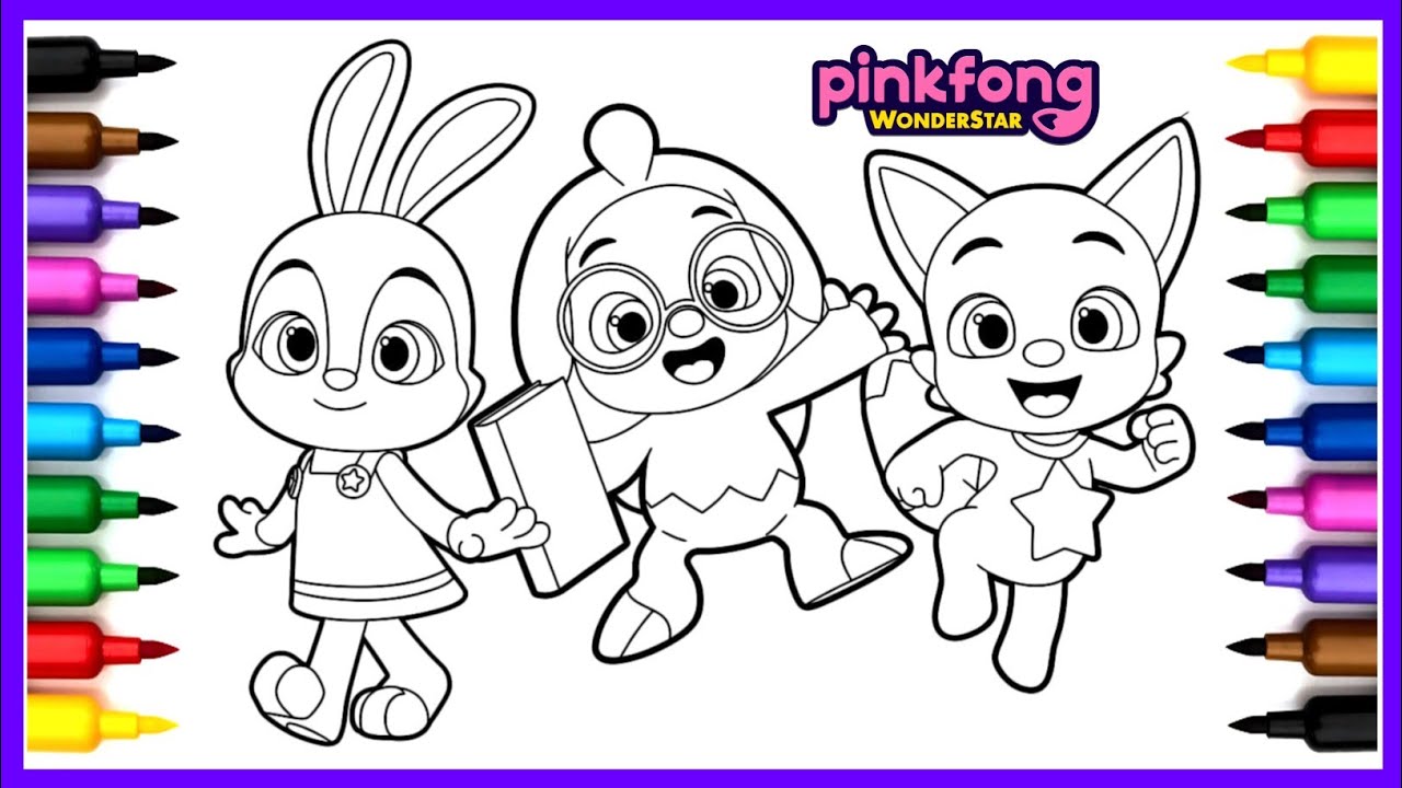 Pinkfong Hogi & Jenni ‼️ Pinkfong Wonderstar Рисование Живопись Раскраска для детей