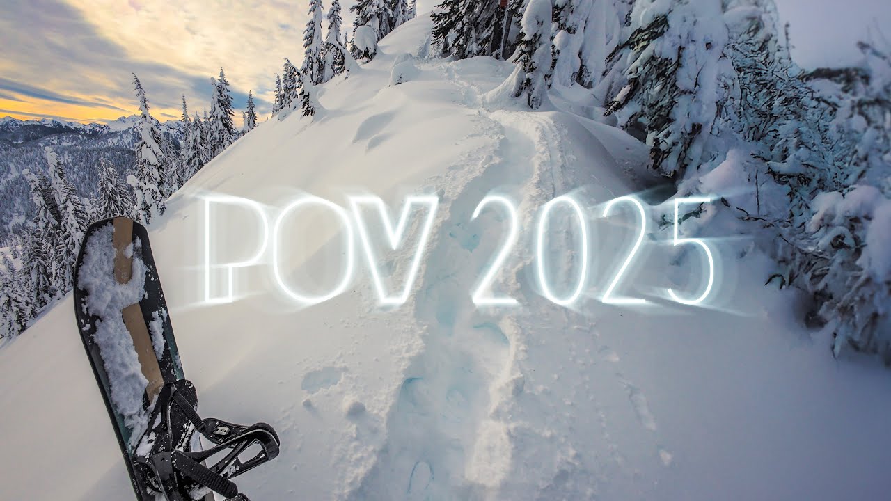 POV Повороты в снегу на сноуборде через перевал Стивенса // ЗАМЕДЛЕННАЯ СЪЕМКА