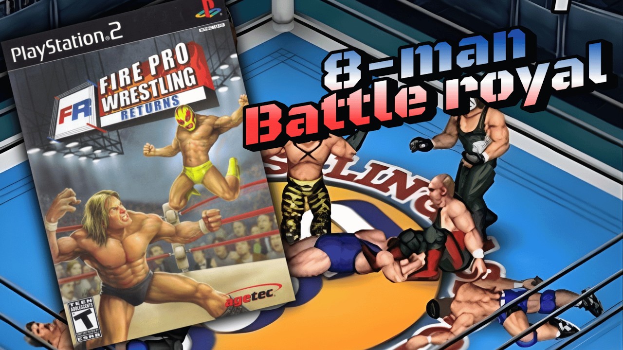 Fire Pro Wrestling Returns (ps2) gameplay | 8 man battle royal