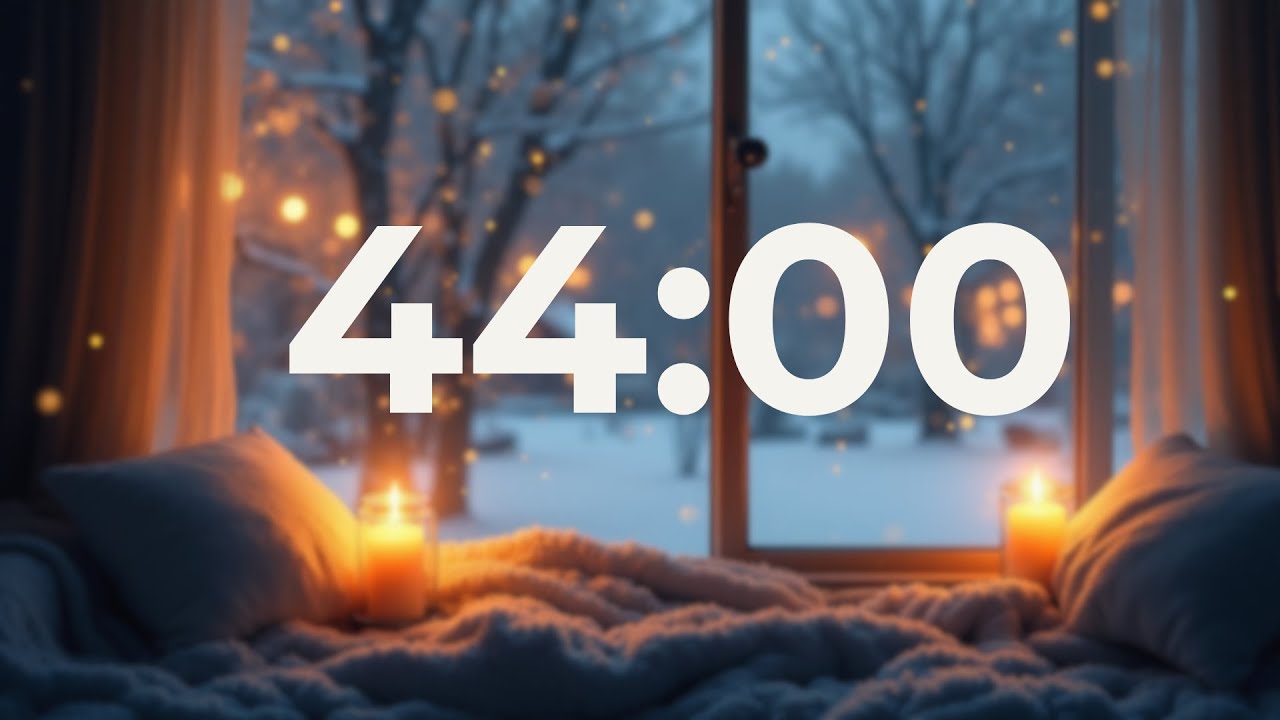 44 Minute Focus Timer (No Music, End Beep) ❄️ Snowy Ambience for Steady Work
