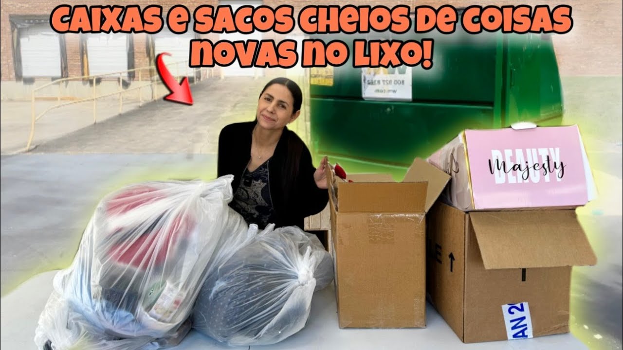 Caixas e sacos cheios de coisas novas no lixo dos Estados Unidos!🇺🇸