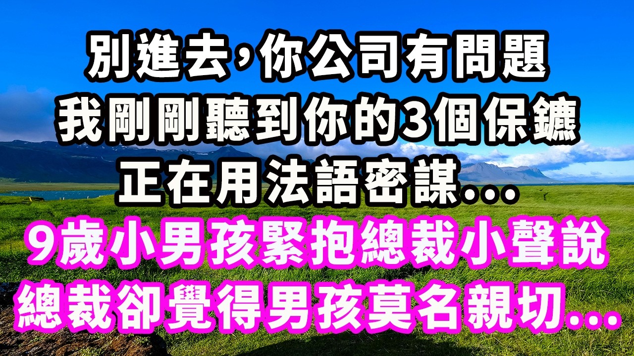 別進去，你公司有問題，我剛剛聽到你的3個保鑣正在用法語密謀...9歲小男孩緊抱總裁小聲說，總裁卻覺得男孩莫名親切...#爽文#大女主#現實情感#家庭