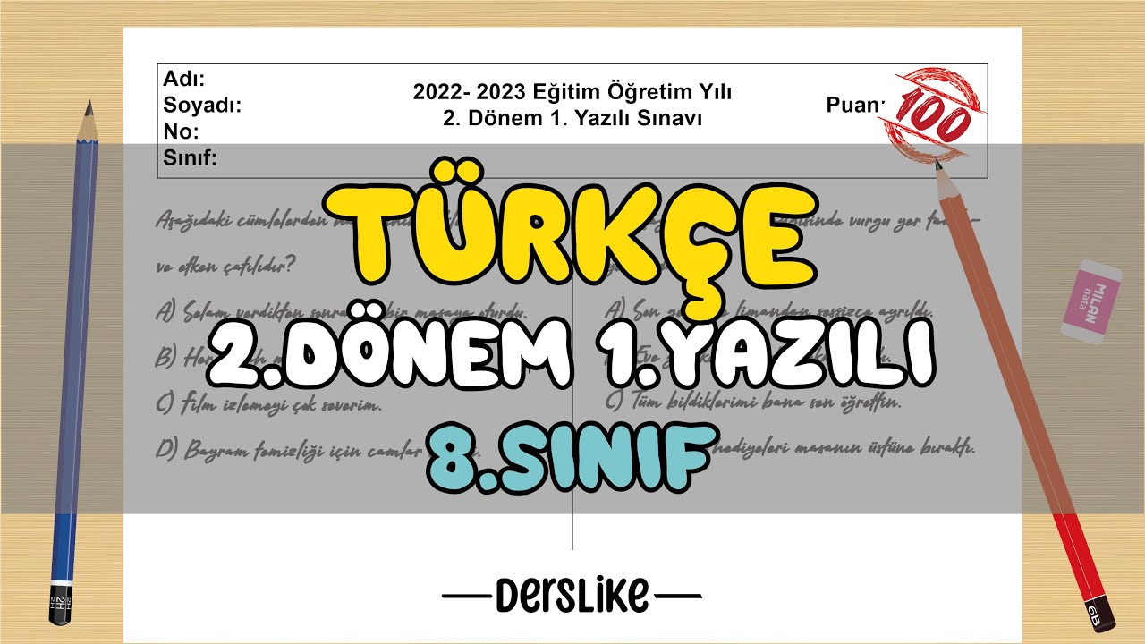 8. Sınıf Türkçe 2.Dönem 1.Yazılı Soruları #2023