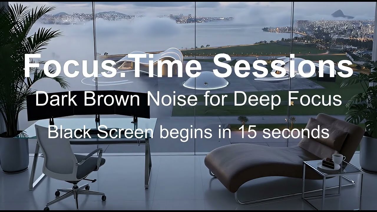Dark Brown Noise for Deep Focus & ADHD Relief • 2 Hours Black Screen