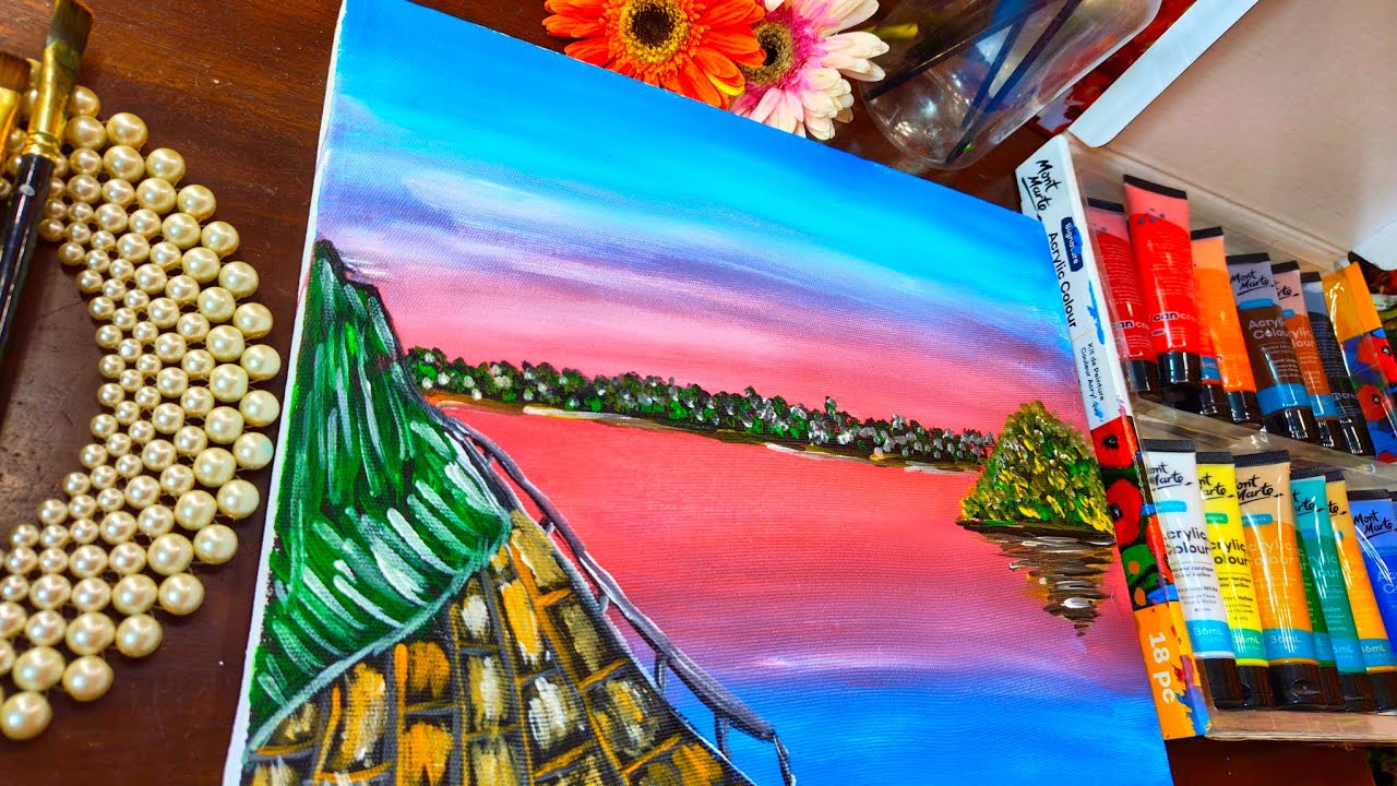 Easy scenery painting for beginners | Subscribe for more Art 😇