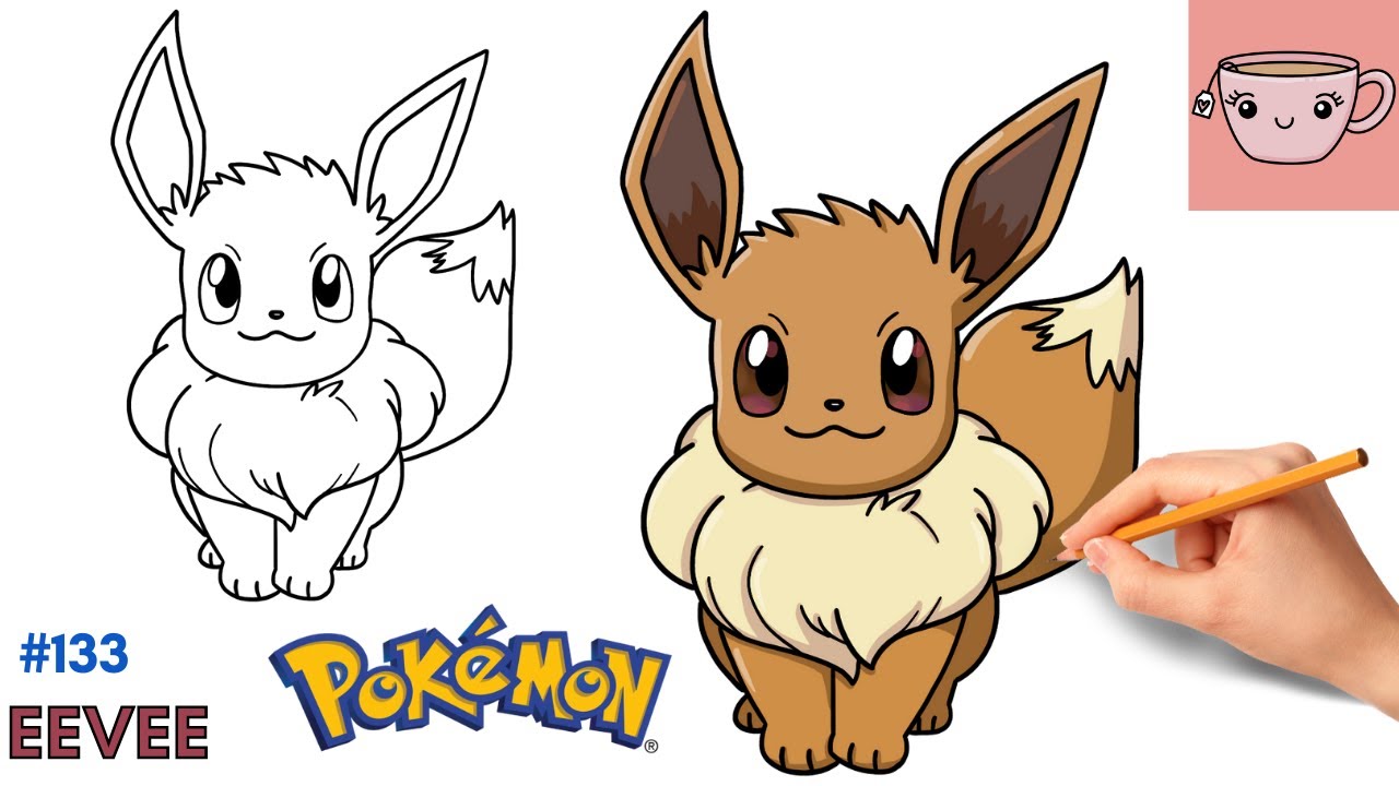 How To Draw Eevee | Pokemon #133 | Cute Easy Step By Step Drawing Tutorial