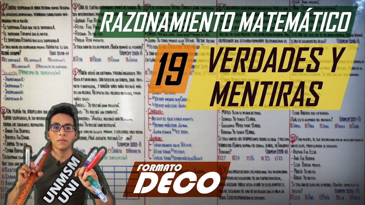 VERDADES Y MENTIRAS | RAZONAMIENTO MATEMÁTICO