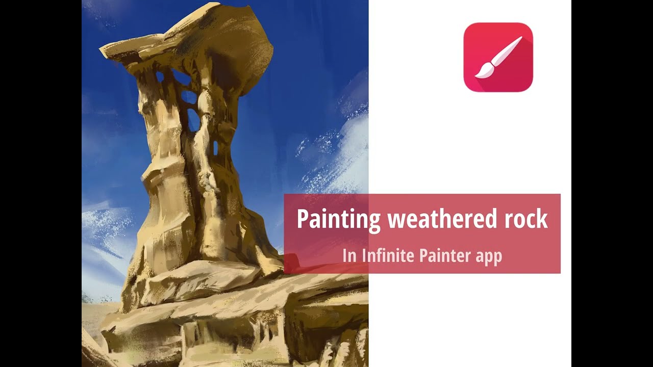 Painting a weathered rock on iPad /  Infinite Painter app