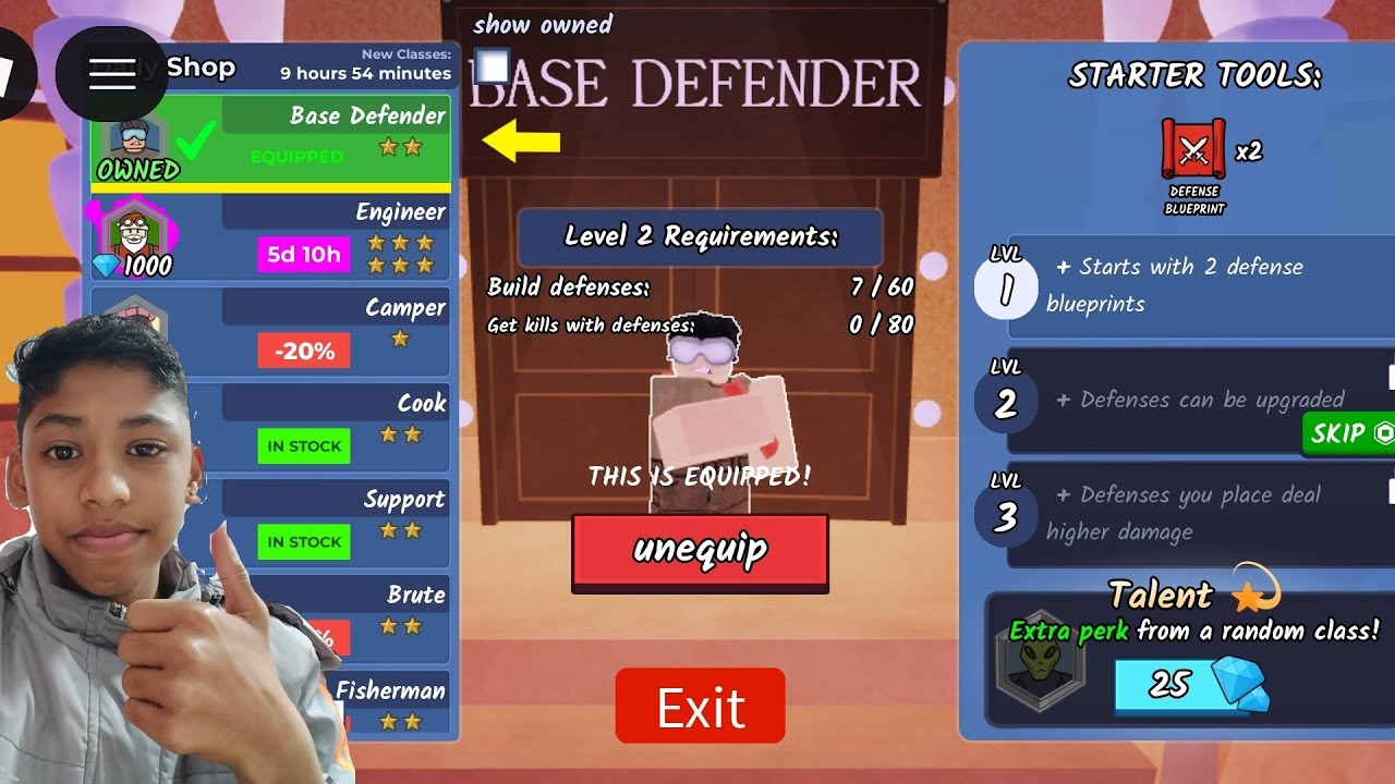 Is Base defender class good ? 99 nights in the forest 