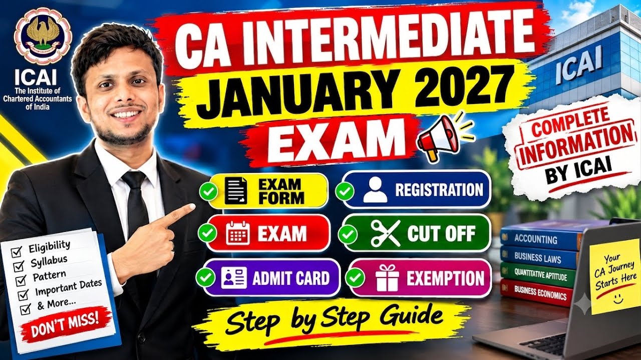 CA Intermediate January 2027 Exam Date, Exam Form, Admit Card, Exemption, and Other Info by ICAI