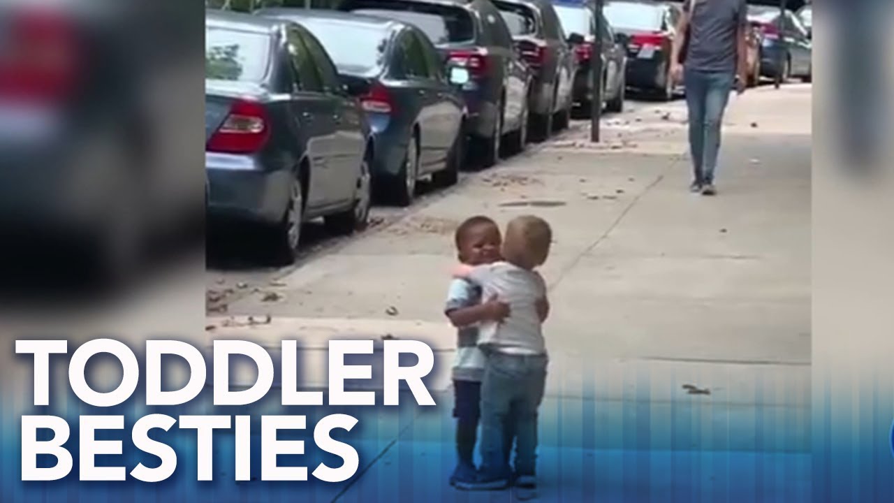 Video of toddler 'besties' running toward each other, hugging in NYC goes viral