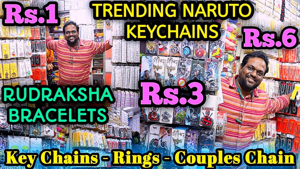 🤯Rs.1 முதல் Rings, Keychains,Mens Accessories Shop In Chennai | Fancy Keychains Wholesale Market