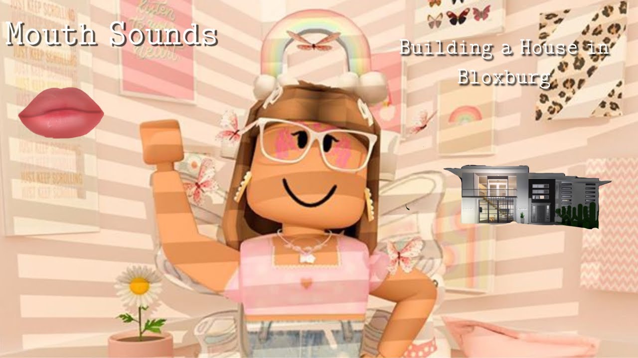 (Asmr) Building my house in Bloxburg (mouth sounds, layered tapping, candy eating, fabric sounds)