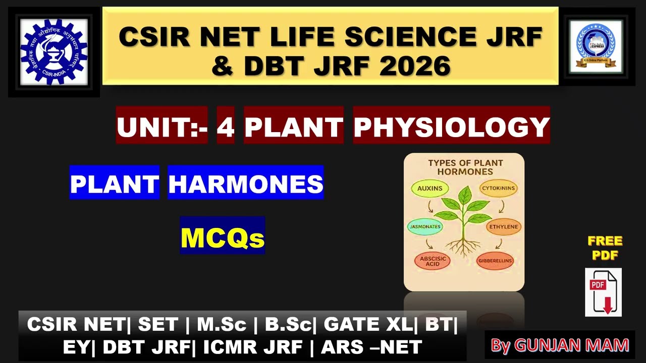 TARGET CSIR NET LIFE SCIENCE 2026 || PLANT PHYSIOLOGY (PLANT HARMONE) 