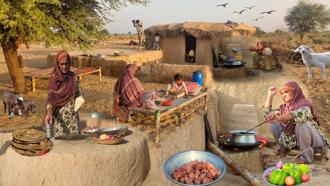 Very Beautiful Desert old Women's Morning Routine Mud House of Pakistan | Old Culture Of Pakistan