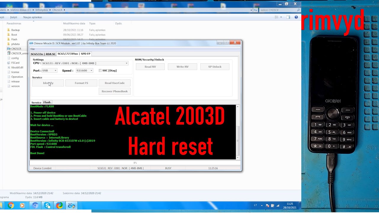 Alcatel 2003D Hard reset