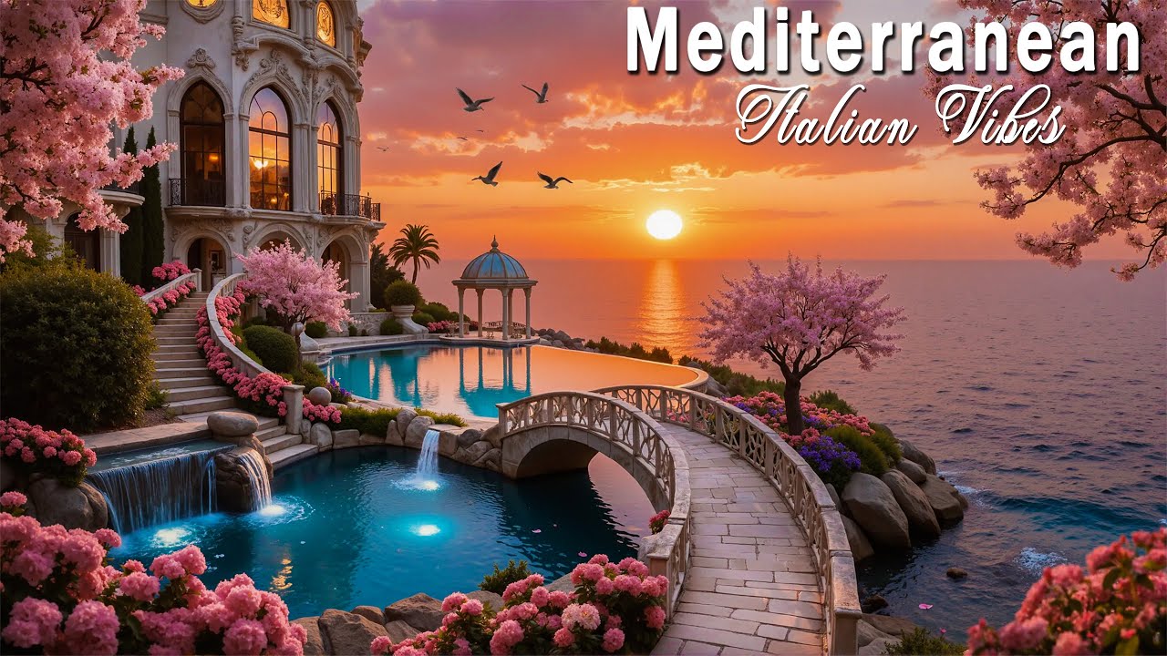 Timeless Mediterranean Sunset Melodies 🎶 Soft Italian Guitar & Dreamy Coastal Vibes 4K