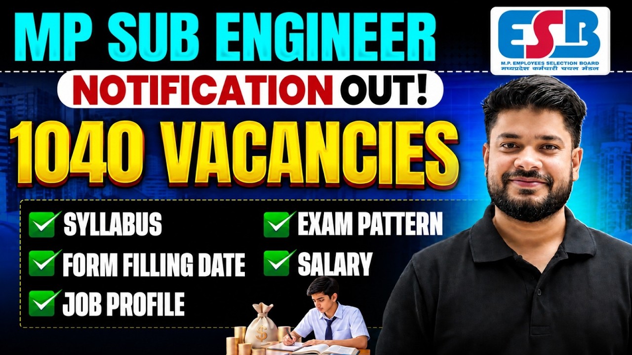 MPESB Sub Engineer Vacancy 2026 | 1040 Vacancies |  Syllabus | Exam Pattern | Salary | Job Profile