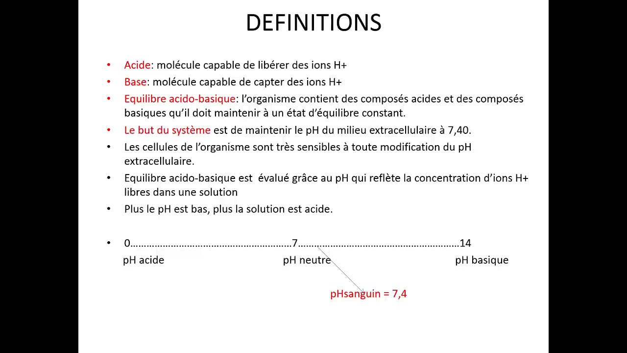 Équilibre acide base et sa Physiopathologie 🤩 explication la plus claire avec Pr BENCHEIKH 🤩