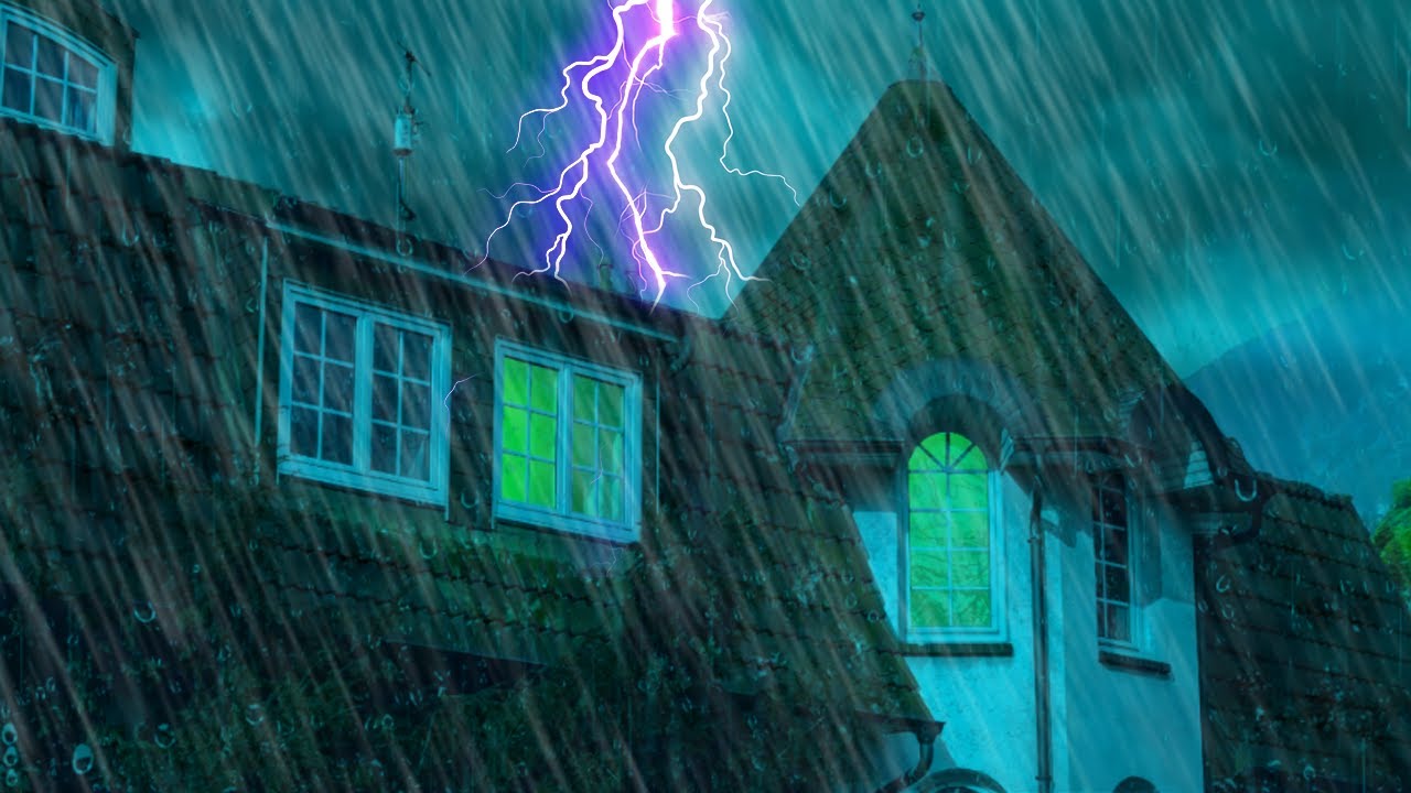 SOM DE CHUVA EM TELHAS COLONIAIS DE BARRO PARA DORMIR Em 5 Minutos Com Trovoadas (Dormir Bem)