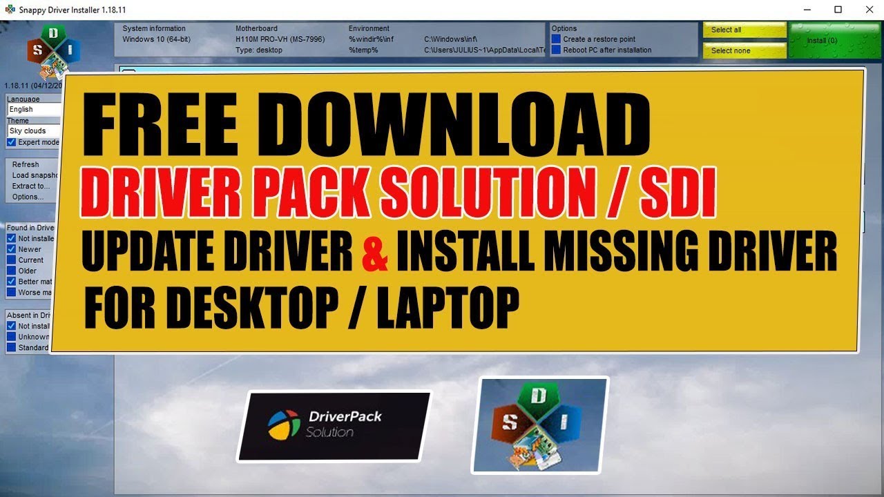 Get Driver Pack | SDI Snappy Driver Installer for Desktop and Laptop