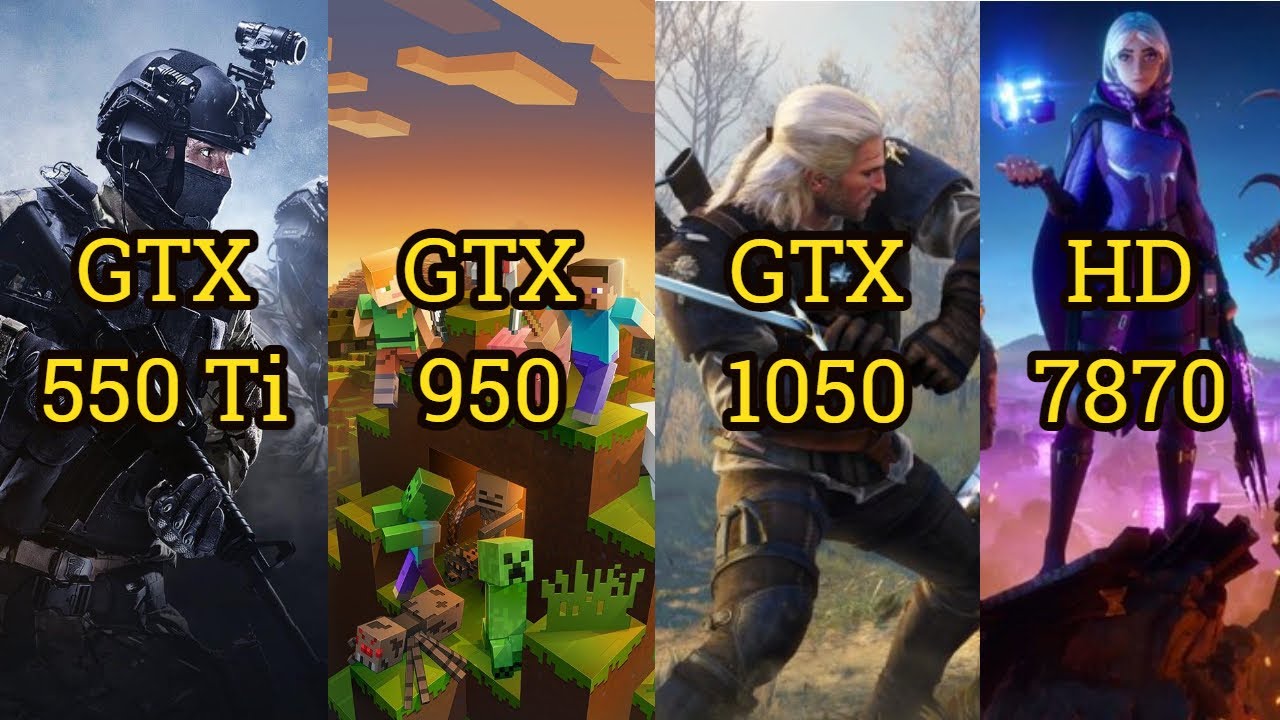 GTX 550 Ti vs GTX 950 vs GTX 1050 vs HD 7870 = 6 GAMES in 2021