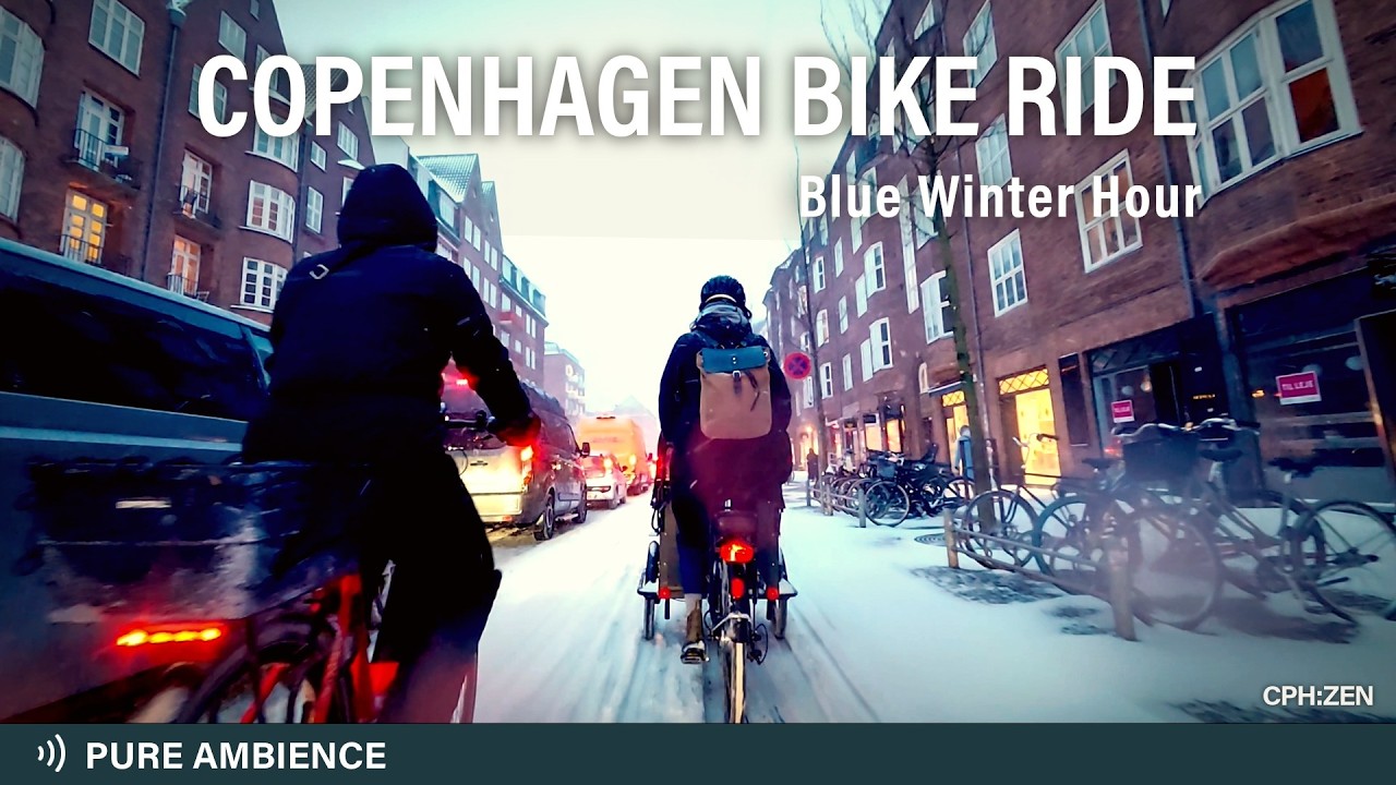 Snowfall at Blue Hour — Copenhagen Bike Ride POV in Heavy Snow | ASMR 4K