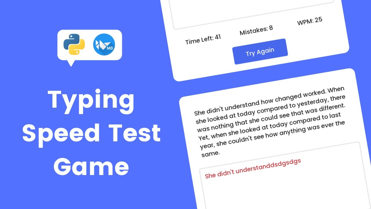 How To Create Typing Speed Test Game Using KivyMD And Python | Typing Speed Test Game