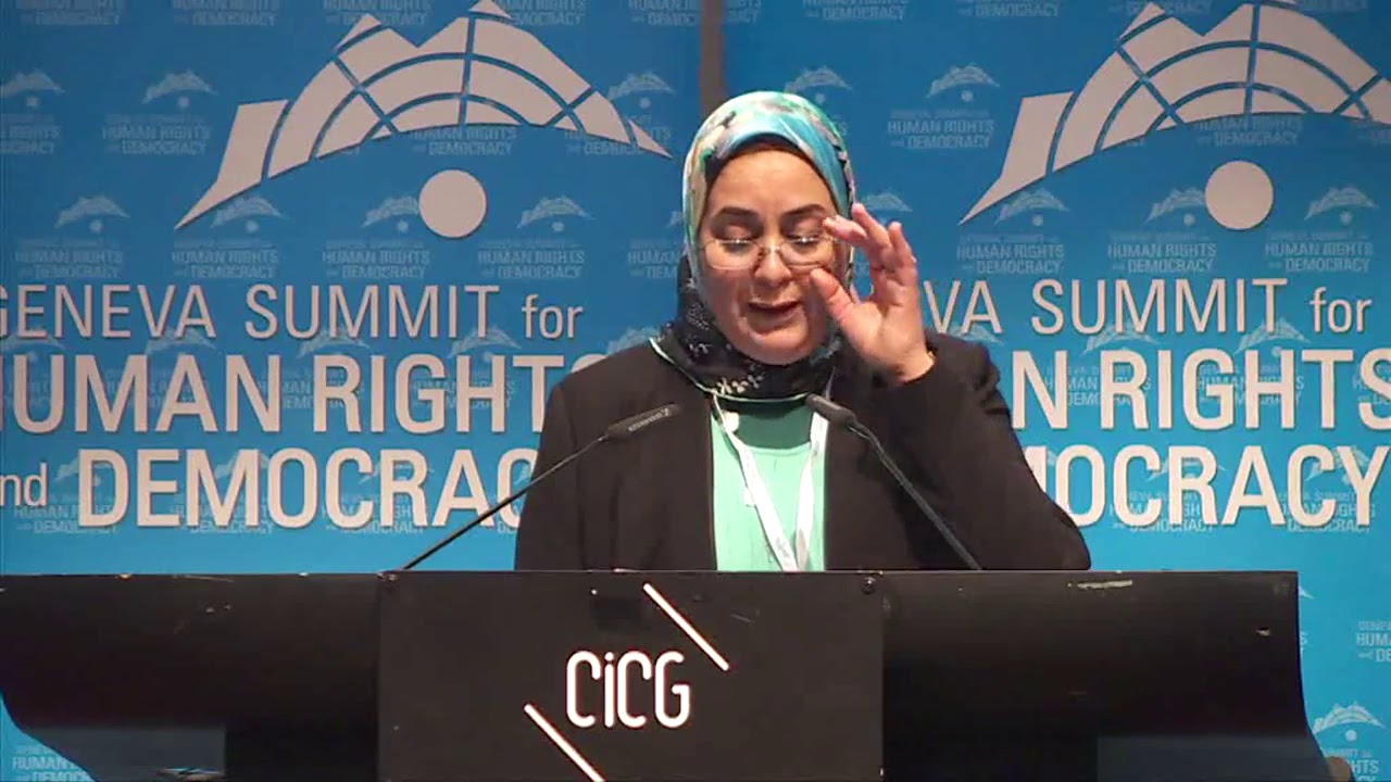 Fouzia Elbayed, Moroccan MP, addresses the 2015 Geneva Summit for Human Rights