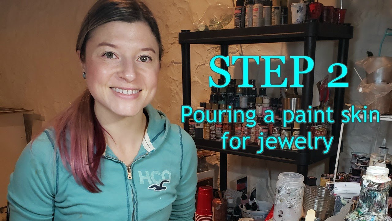 Pouring a paint skin.  Step 2 in creating acrylic pouring jewelry.