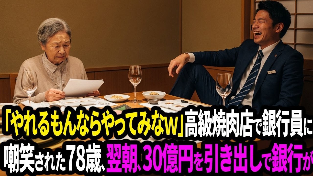 【肉声朗読】「やれるもんならやってみなｗ」と高級焼肉屋で銀行員に笑われた78歳、翌朝30億円引き出しで銀行パニック！【面白きかな人生】