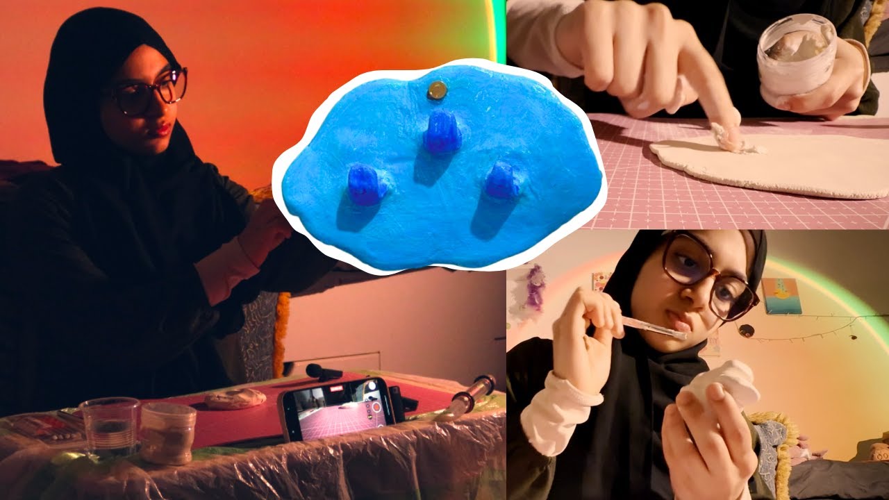 ASMR airdry clay making a key holder :D [ontiod ep.2]
