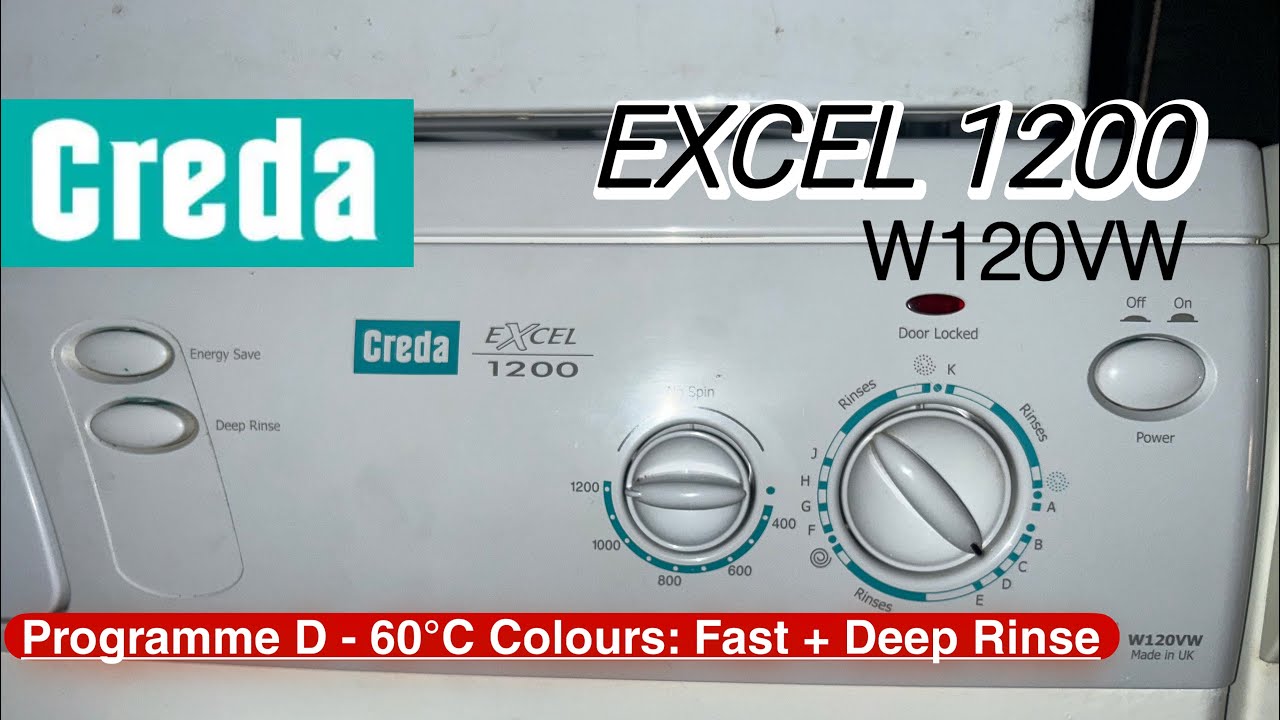 Creda W120VW Excel 1200 Programme D - 60ºC Colours: Fast + Deep Rinse