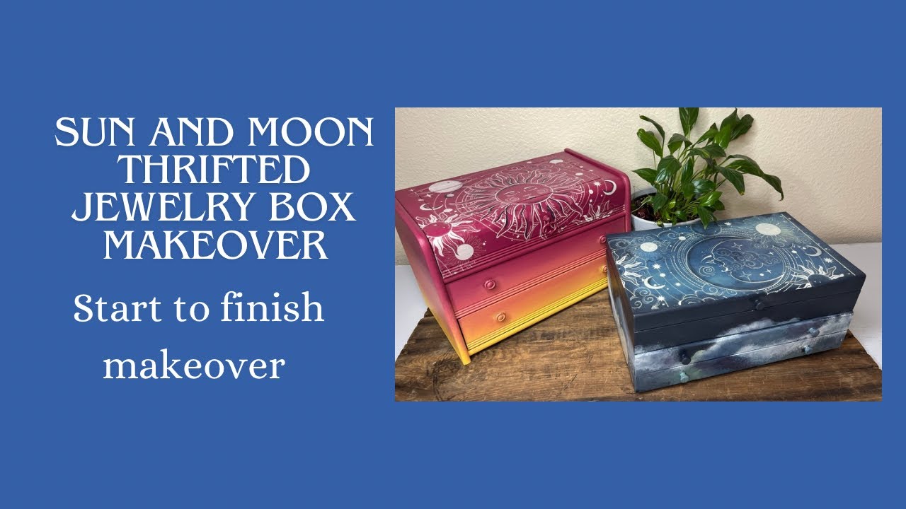 Sun and moon thrifted jewelry box makeovers