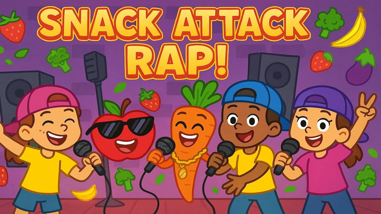 Snack Attack Rap 🍎🥕   Fun Healthy Eating Song for Kids   Sing & Dance with Snacks!
