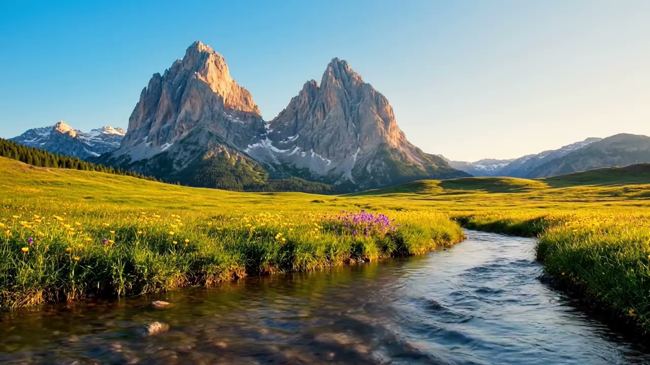Alpine Mountain River 4K 4 Hour | Relaxing Nature Sounds Deep Sleep #stressrelief #naturesounds #4k