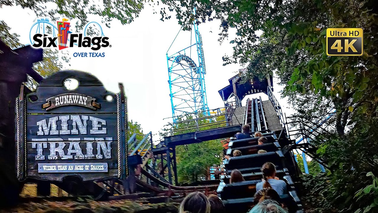 2024 Runaway Mine Train Roller Coaster On Ride 4K POV Six Flags Over Texas