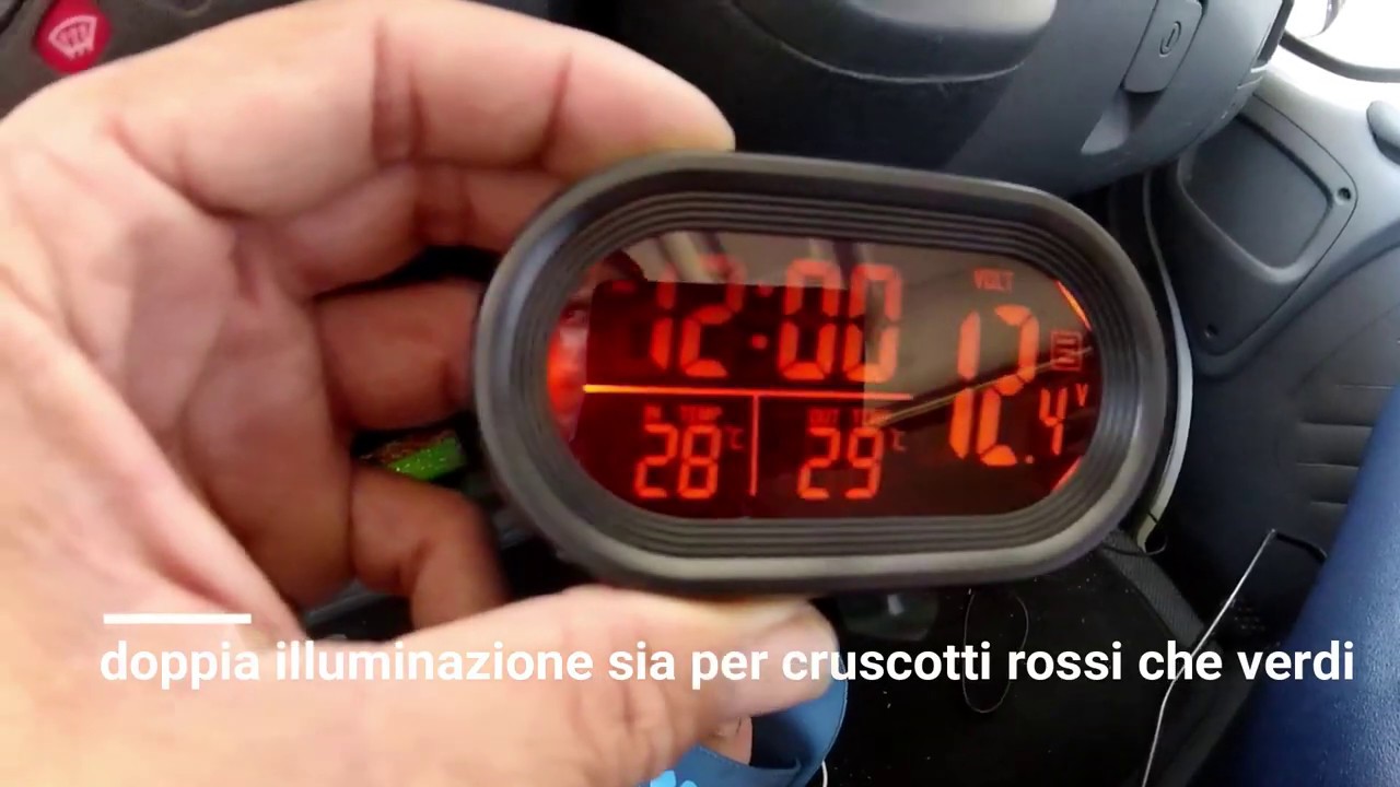 Termometro e orologio digitale 12V, temp, inout, voltmetro