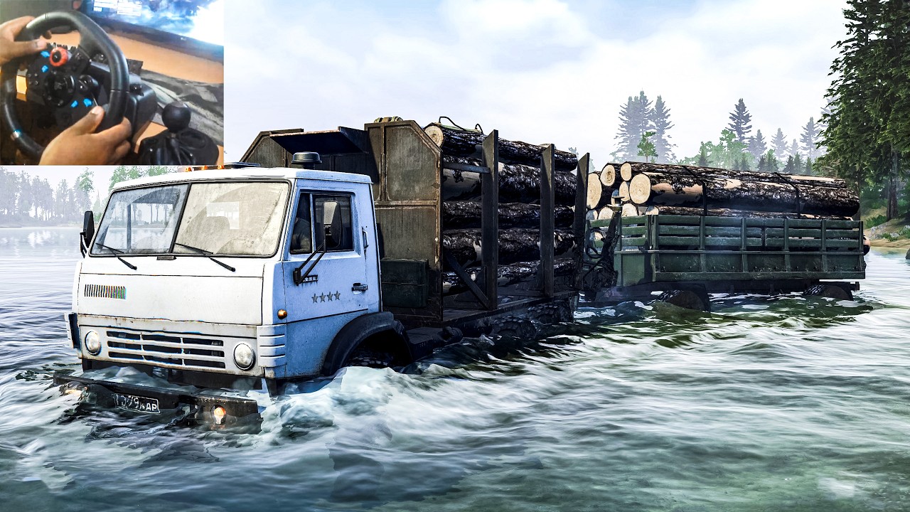 KaMAZ 4310 Transports Logs MudRunner Coast Map 4K60 Logitech G29 & Shifter Gameplay