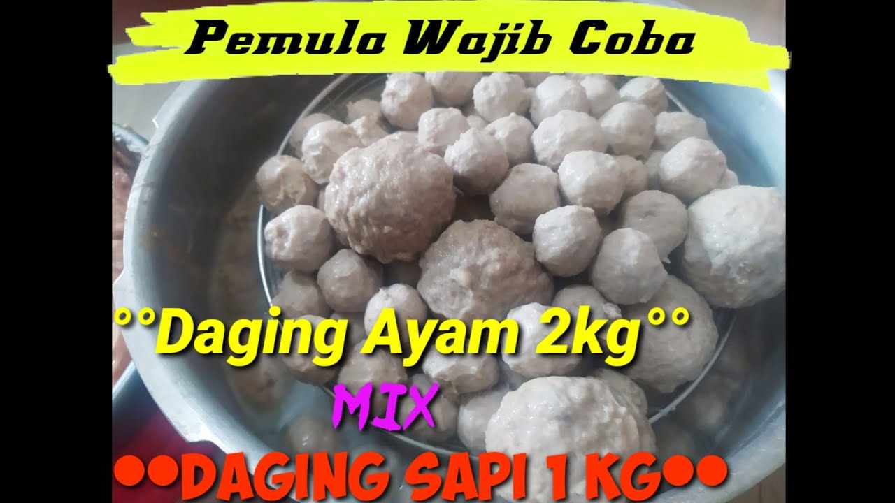 Resep Bakso 2kg Ayam mix 1kg daging sapi.|| pasti kenyal, krez dan enak||