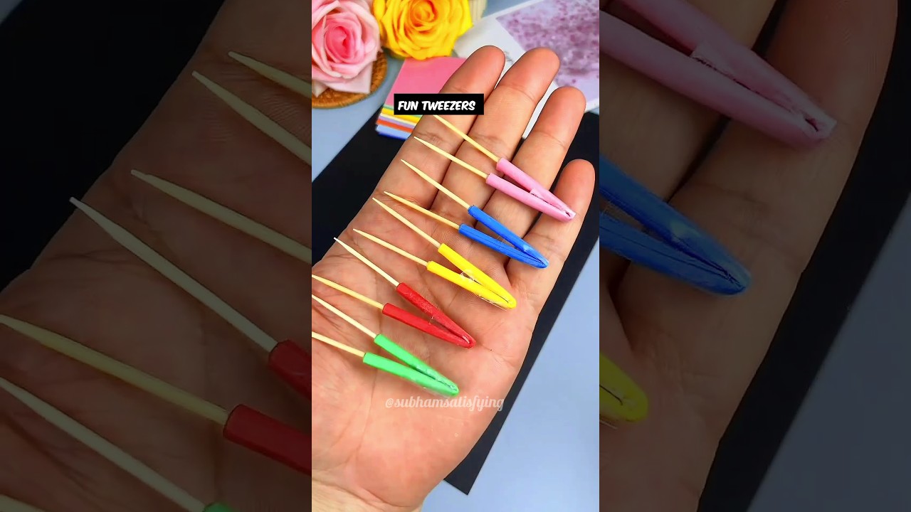 Fun Tweezers with toothpicks craft / paper Tweezers / #shorts #craft #diy