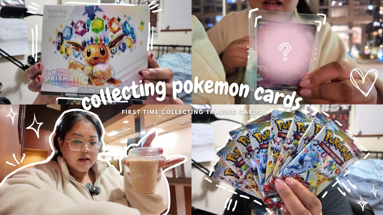 starting my cute pokemon cards collection! | prismatic evolutions etb unboxing haul, JP bulk cards