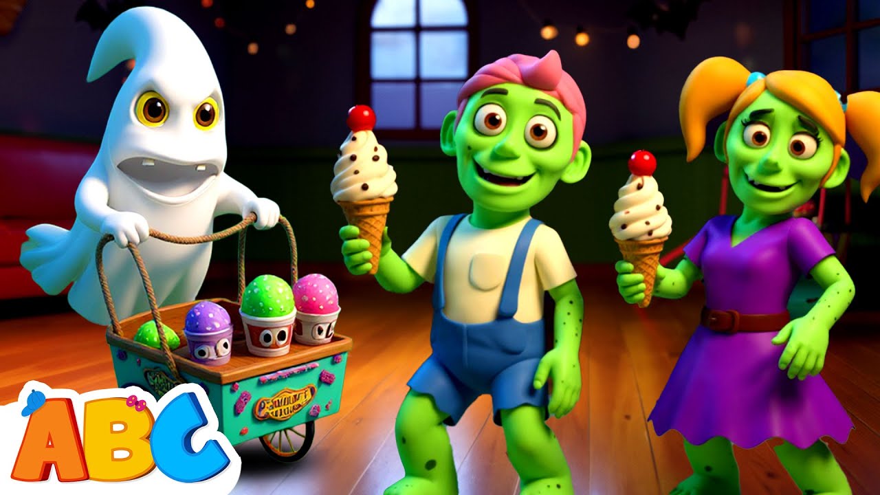 Zombies Eating Ice Cream On Halloween Party | Halloween Songs for Kids | ABC Learning Club