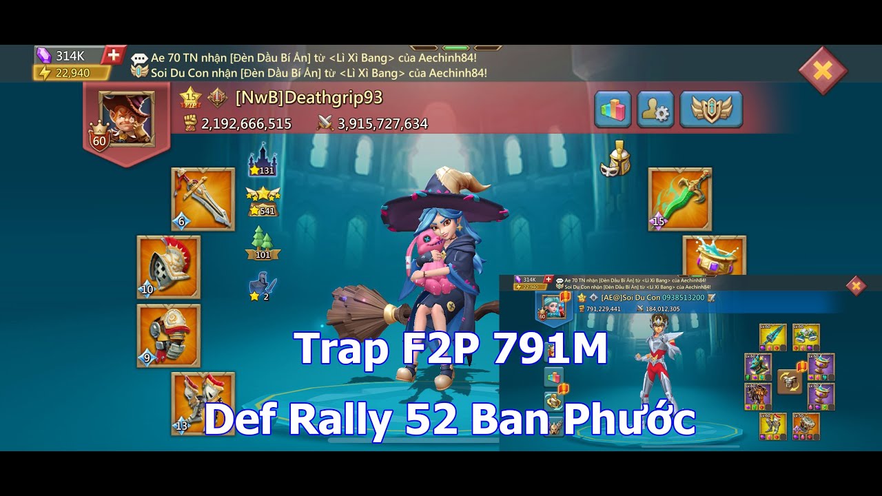 Trap Cày Chay 791m Def Rally Key Champ 52 Ban Phước - Lords Mobile