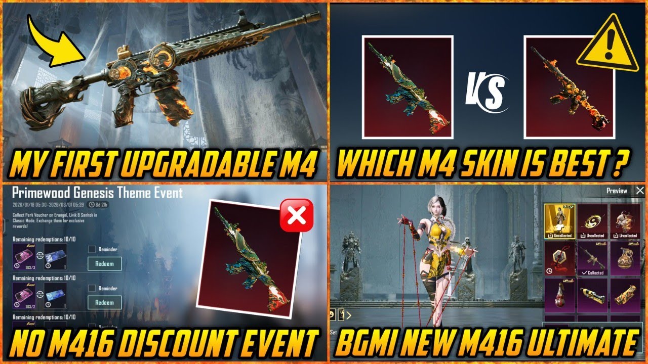 🔥 Finally My First Upgradable M4 Skin in BGMI | M4 Discount Voucher Missing ? | Fire M4 Vs Tiger M4