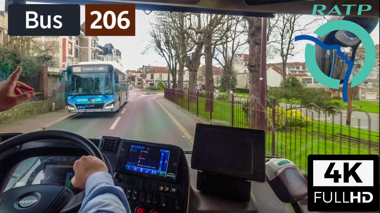 Bus 206 RATP | Le Plessis-Trévise - Place de Verdun/Noisy-le-Grand Mont d'Est RER - 4K60FPS