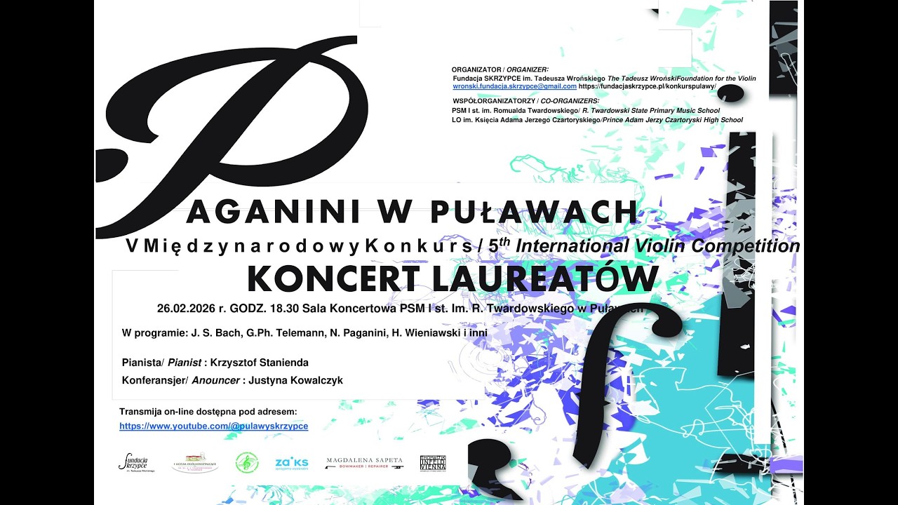 2026-02-26 V MIĘDZYNARODOWY KONKURS SKRZYPCOWY „PAGANINI W PUŁAWACH”- KOLCERT LAUREATÓW