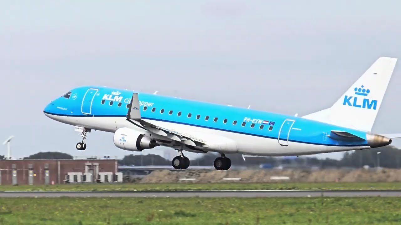 Smooth Climb-Out 🌤 KLM Cityhopper Embraer PH-EXW at Amsterdam Schiphol
