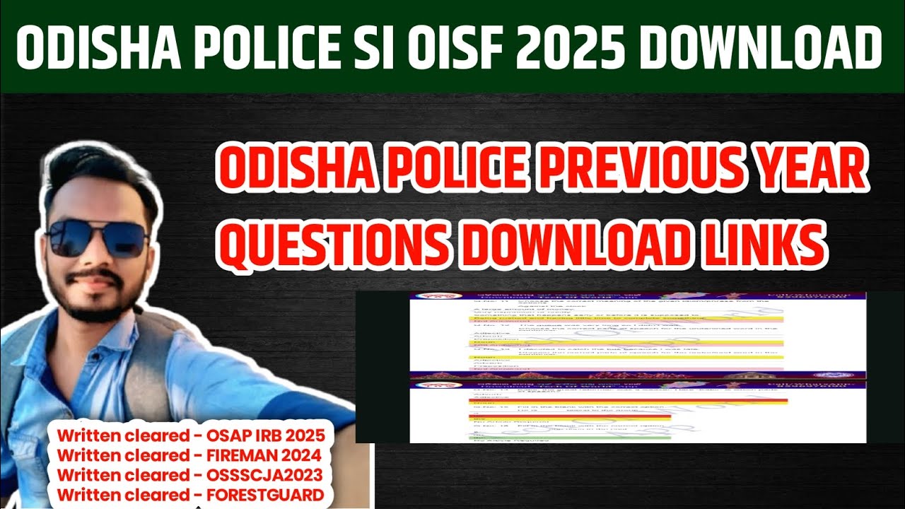 Odisha police si previous year question | OSAP IRB previous year download | #si #osap #ossscpyqs
